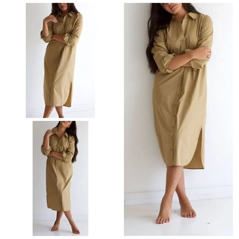 Just Female Moria Button Front Long Sleeves Dress Size Medium